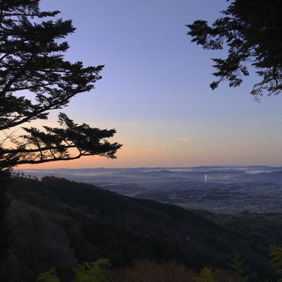 萬福寺（岡山県）から眺める朝焼けの作例写真